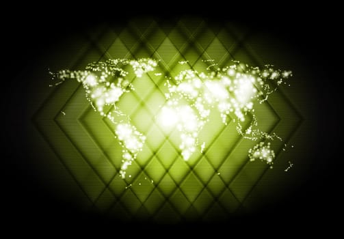Abstract technical world map shiny design