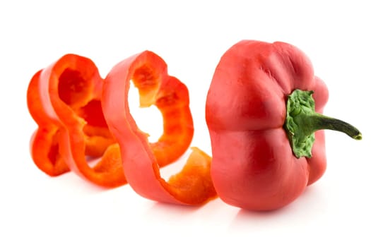 sweet red bell pepper on white background.