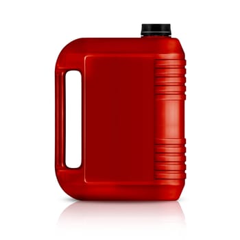 Red plastic gallon, jerry can  isolated on a white background.  (with clipping work path)