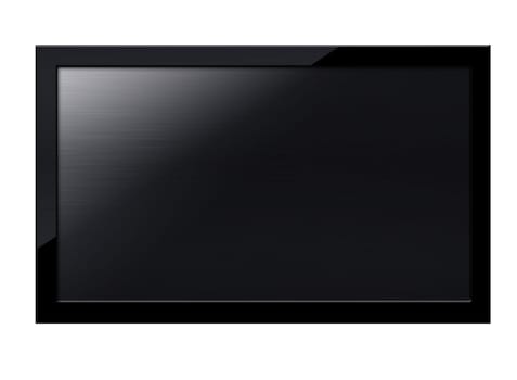 Black LCD tv screen hanging on a wall .  (with clipping work path)
