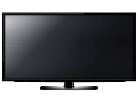 Black LCD tv screen hanging on a wall .  (with clipping work path)
