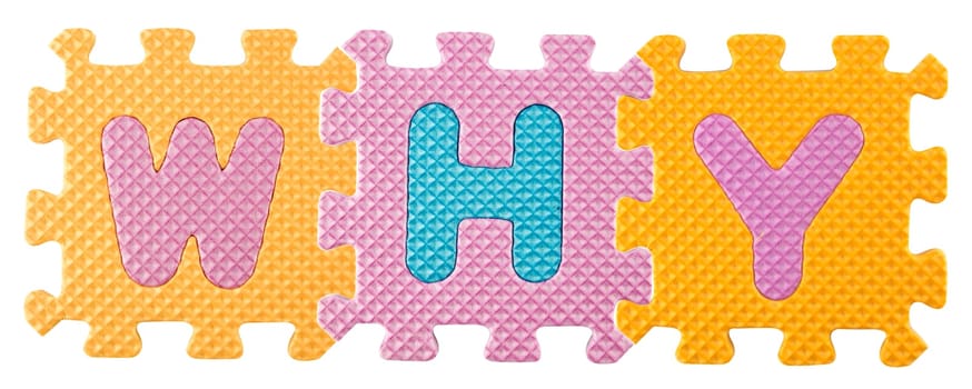 why word created from Alphabet puzzle isloated on white background , with clipping path.