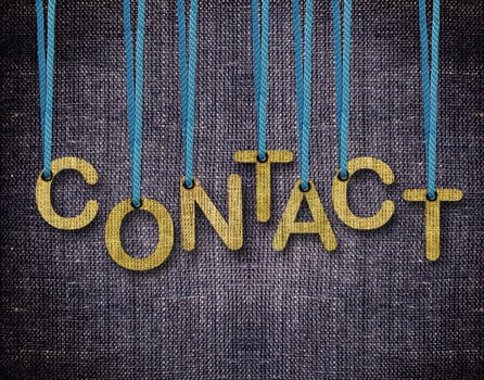 Contact Letters hanging strings with blue sackcloth background.