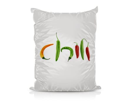 White Blank Foil Food Bag Packaging For Pepper, Spices, Sachet, Chips. Plastic Pack Template Ready For Your Design. (with clipping work path)