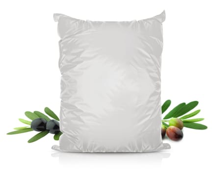 White Blank Foil Food Bag Packaging For Pepper, Spices, Sachet, Chips. Plastic Pack Template Ready For Your Design. (with clipping work path)