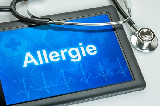 Tablet with the diagnosis allergy on the display