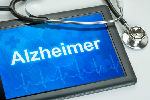Tablet with the diagnosis Alzheimer's on display