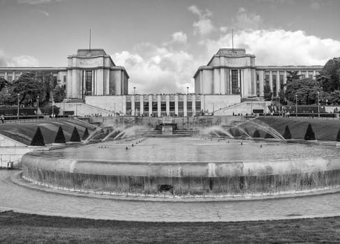 Trocadero Gardens and Architecture, beautiful view in Paris.