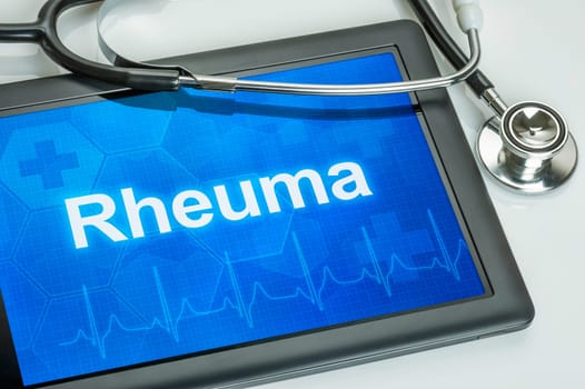 Tablet with the diagnosis rheumatism on the display