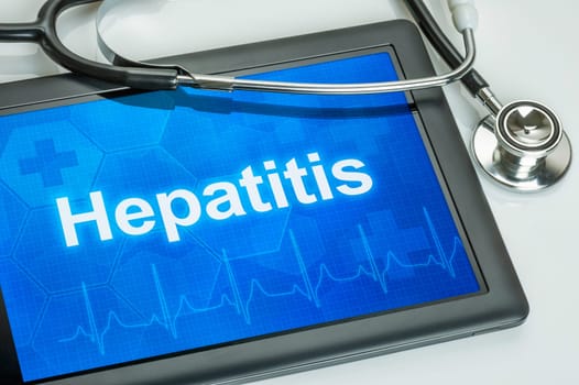 Tablet with the diagnosis hepatitis on display