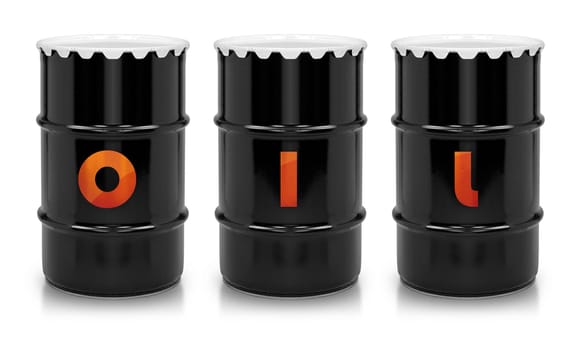 Oil and Petroleum Barrels on white isolated background.  (with clipping work path)