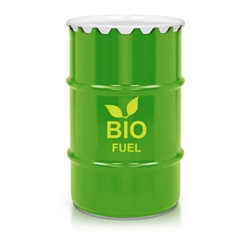 Green barrel of bio fuel, environment conceptual design. (with clipping work path)