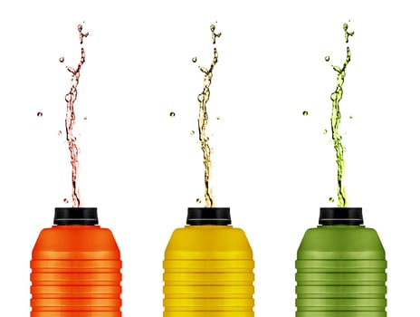 energy drinks cans,  reusable water and energy bottle on white . (with clipping work path)