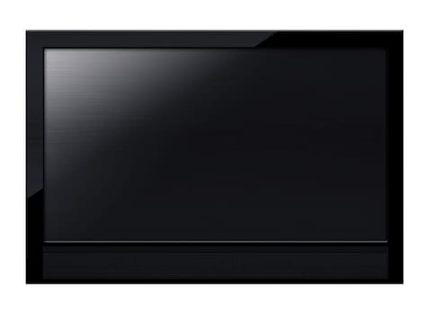 Black LCD tv screen hanging on a wall .  (with clipping work path)