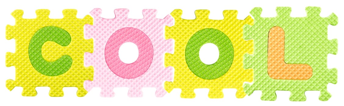 Cool word created from Alphabet puzzle isloated on white background , with clipping path.