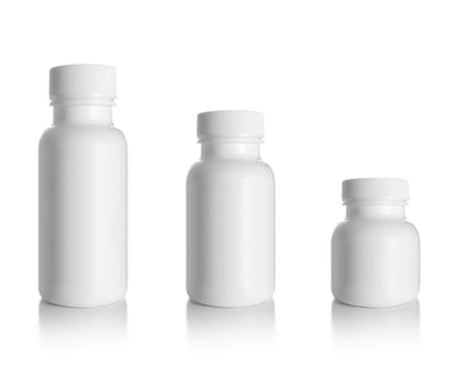 Blank medicine bottle isolated on white background, (clipping work path included).