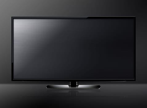 Black LCD tv screen hanging on a wall .  (with clipping work path)