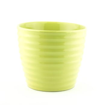 pottery flowerpot on white background.