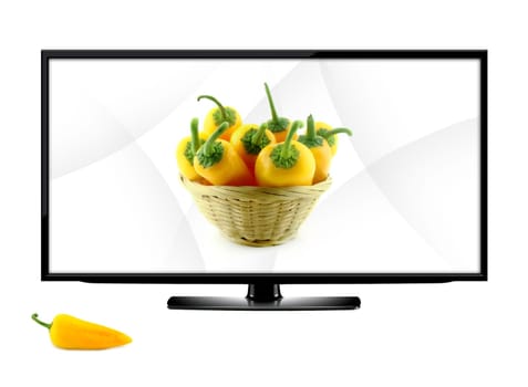 LCD tv screen isolated on white background .  (with clipping work path)