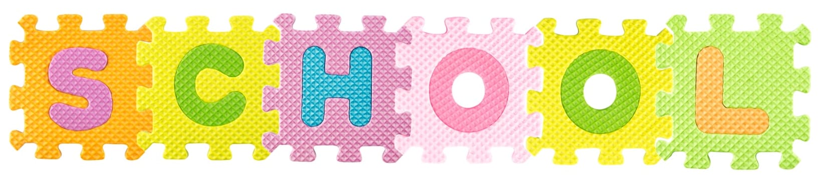 School word created from Alphabet puzzle isloated on white background , with clipping path.