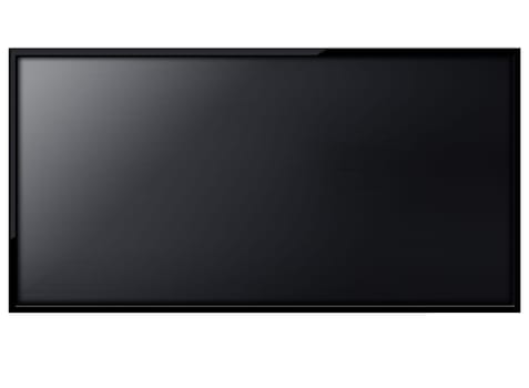 Black LCD tv screen hanging on a wall .  (with clipping work path)