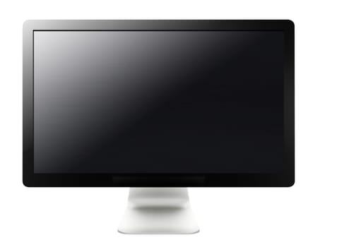 Black LCD tv screen hanging on a wall .  (with clipping work path)