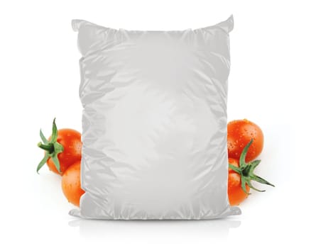 White Blank Foil Food Bag Packaging For Pepper, Spices, Sachet, Chips. Plastic Pack Template Ready For Your Design. (with clipping work path)