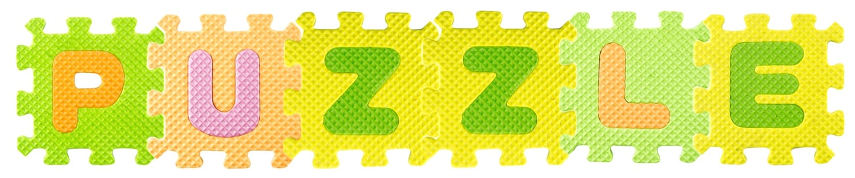 Puzzle word created from Alphabet puzzle isloated on white background , with clipping path.