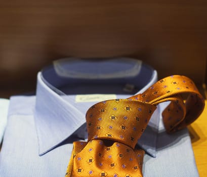 Close up of elegant necktie and shirt