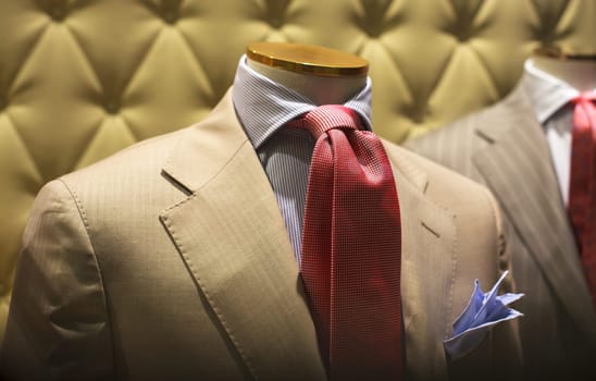 Business suits on shop mannequins high fashion retail display