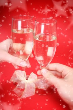 New year party with champagne glasses