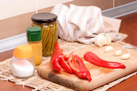 Vegetables cutted in small pieces.