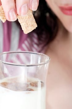 Teenage drinks milk