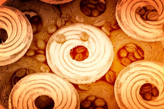 Sweet cookies with coffee grains.