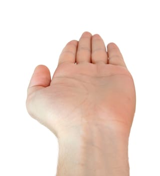 Man hand isolated on white background. Close up.