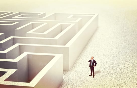 businessman look 3d abstract maze