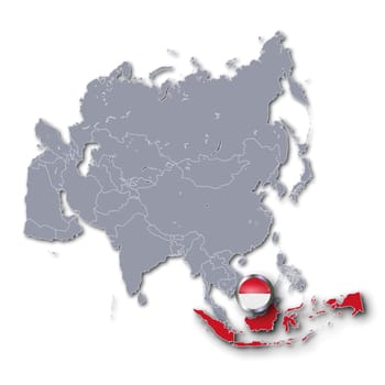 Asia map with Indonesia