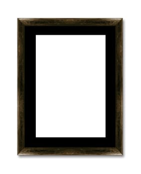 wooden photo frame isolated on white background  (with clipping work path)