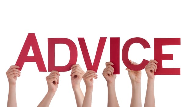 Many People Holding the Red Word Advice, Isolated