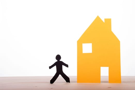 A Lonely House with a Dark Paper Person, Isolated