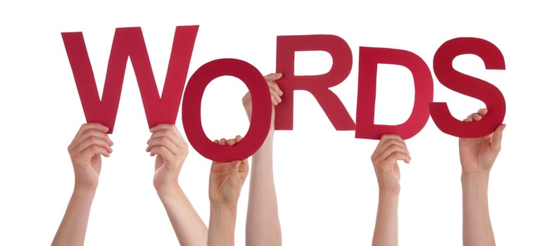Many Hands Holding the Word Words, Isolated