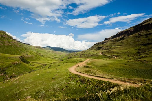 Rugged scenic wilderness mountains in summer colors of nature to explore
