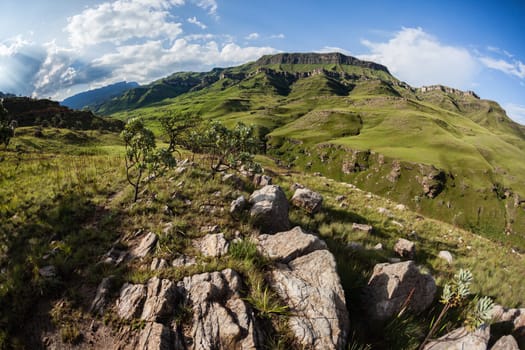 Rugged scenic wilderness mountain landscapes in summer colors of nature to explore