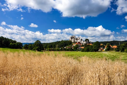 Czech Republic - Summer Landscape with Medieval Stone Castle Ruins Rabi