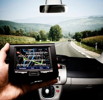 Gps in a man hand