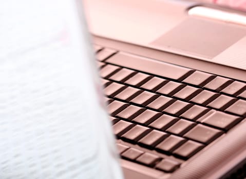 Closeup of modern and stylish laptop.