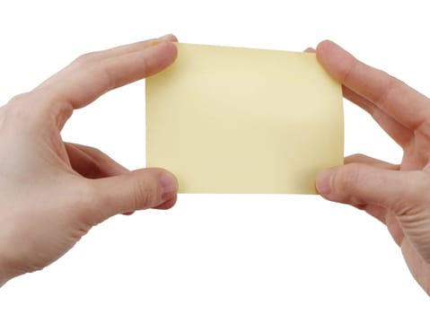 One post it in a woman hand