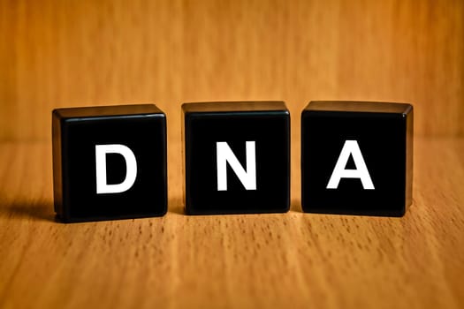 Deoxyribonucleic acid or DNA text on black block