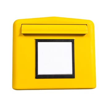 yellow german post box isolated on white background