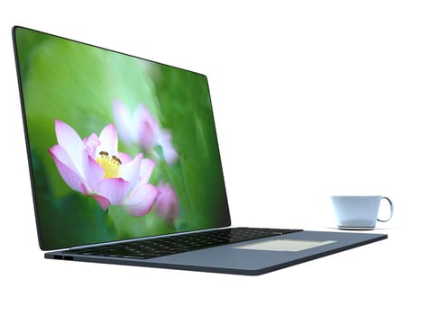 cup of coffee on a laptop
